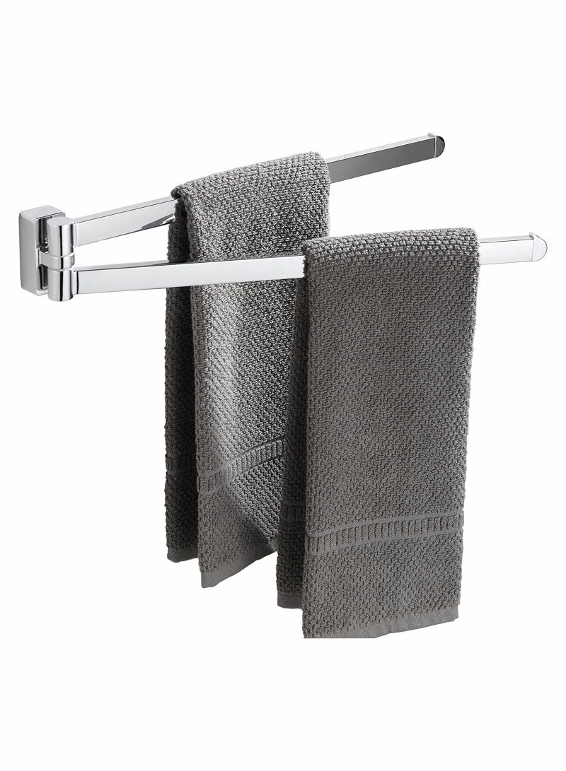 Y&D Swivel Towel Rack, Bathroom Wall Mounted Bars Holder with 2 Bars, 180° Rotation Organizer for Kitchen, Stainless Steel Bar(Chrome) - Image 1
