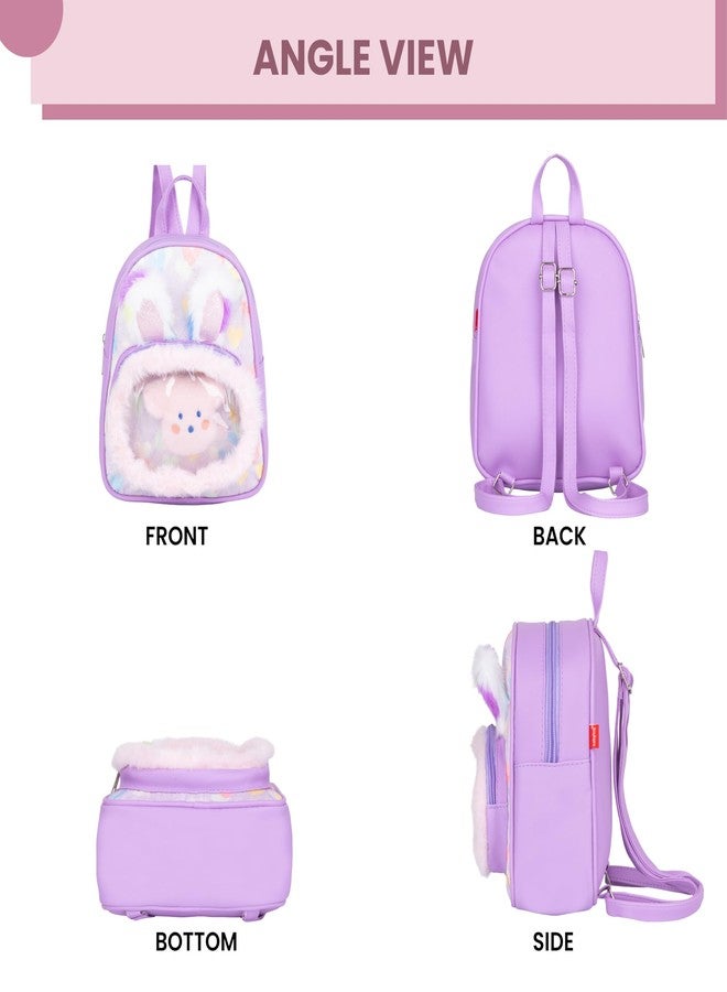 Voroly Kids School Backpack Bag for Girls Colourful Adjustable Fabric Shoulder Straps with Loop Handle (PURPLE) - Image 5