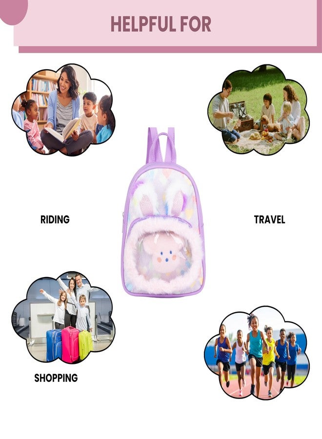 Voroly Kids School Backpack Bag for Girls Colourful Adjustable Fabric Shoulder Straps with Loop Handle (PURPLE) - Image 3