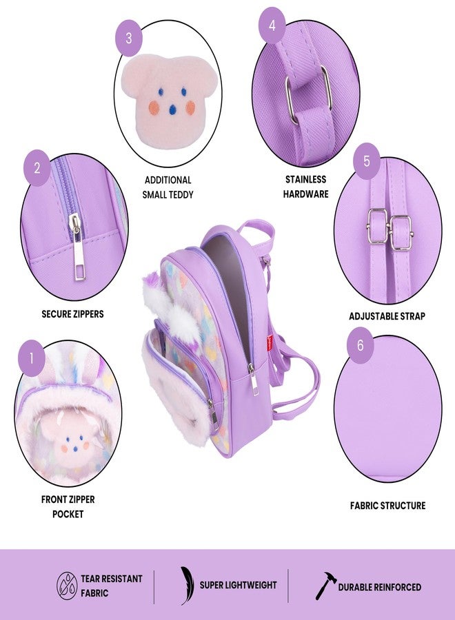 Voroly Kids School Backpack Bag for Girls Colourful Adjustable Fabric Shoulder Straps with Loop Handle (PURPLE) - Image 2