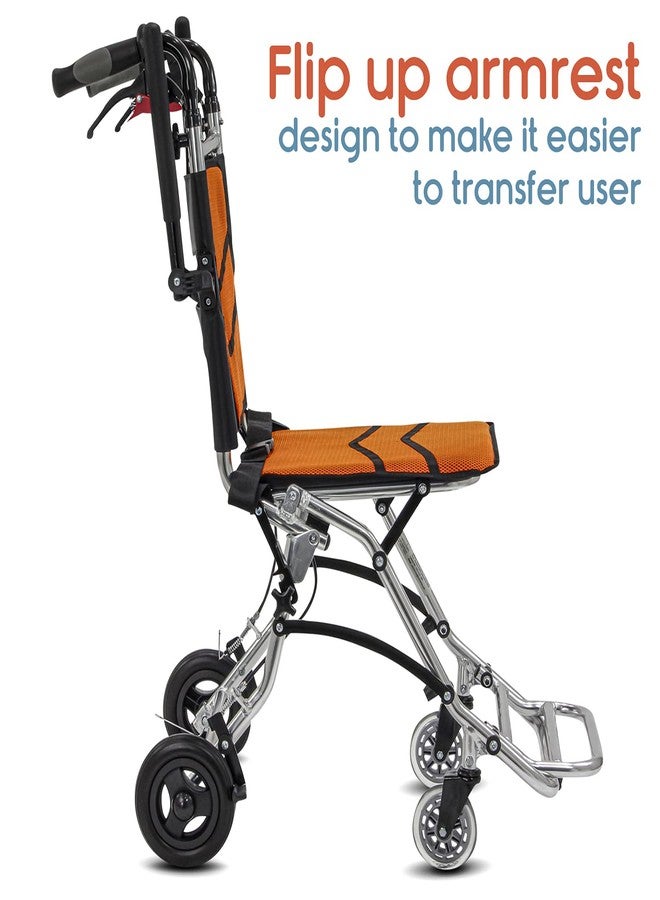KosmoCare Styler Plus Premium Imported Ultra Lightweight Transporter Wheelchair With Bag and - Crest Series-Orange - Image 5
