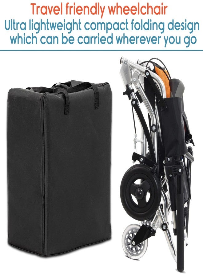 KosmoCare Styler Plus Premium Imported Ultra Lightweight Transporter Wheelchair With Bag and - Crest Series-Orange - Image 3