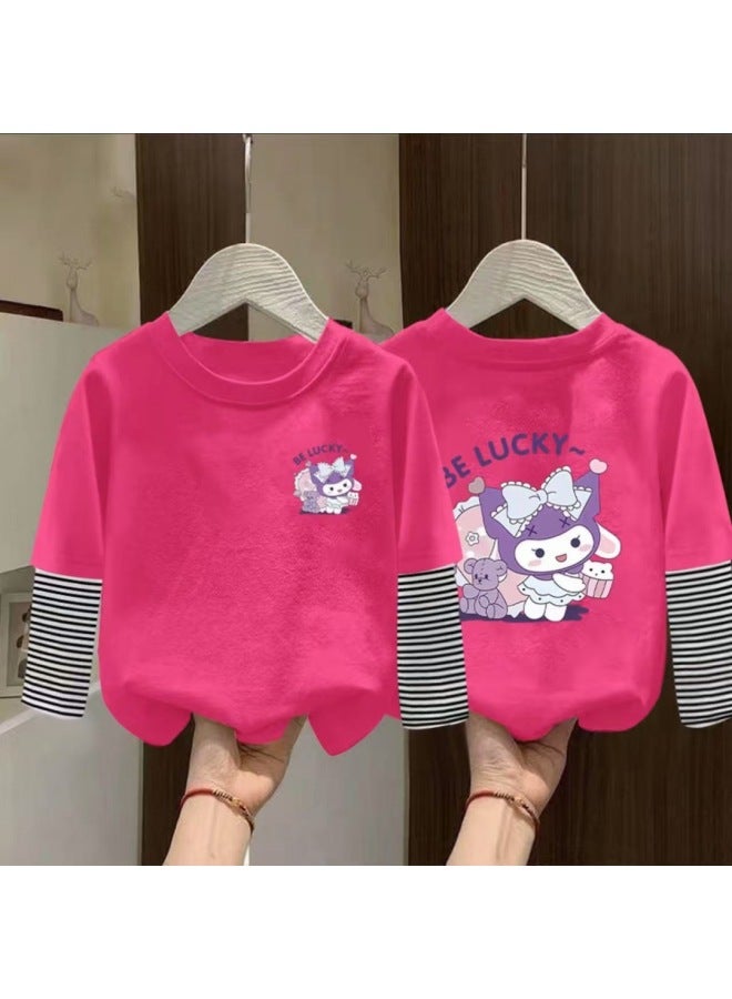 Pure Cotton Long-sleeved Kidsren's Spring And Autum Bottoming Shirts New Korean Style Versatile Stripesd Tops For Boys And Girls
