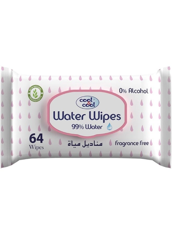 Cool & Cool Cool & Cool Aqua Wipes 64's (Pack of 12) - 99% AQUA, 0% Alcohol, Ultra Sensitive, Fragrance-Free, Natural Ingredients 768 Wipes - Image 1