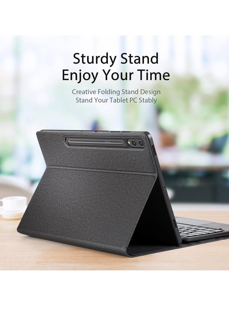 متوافق مع حافظة لوحة مفاتيح سامسونج Galaxy Tab S10 Plus/Tab S10+ 12.4 بوصة (2024) غطاء واقي للوحة المفاتيح اللوحية مع لوحة مفاتيح تعمل بالبلوتوث