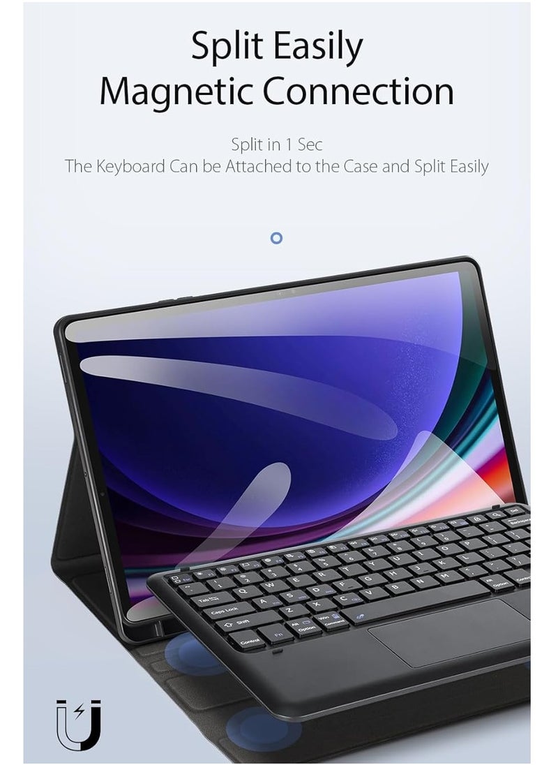 متوافق مع حافظة لوحة مفاتيح سامسونج Galaxy Tab S10 Plus/Tab S10+ 12.4 بوصة (2024) غطاء واقي للوحة المفاتيح اللوحية مع لوحة مفاتيح تعمل بالبلوتوث