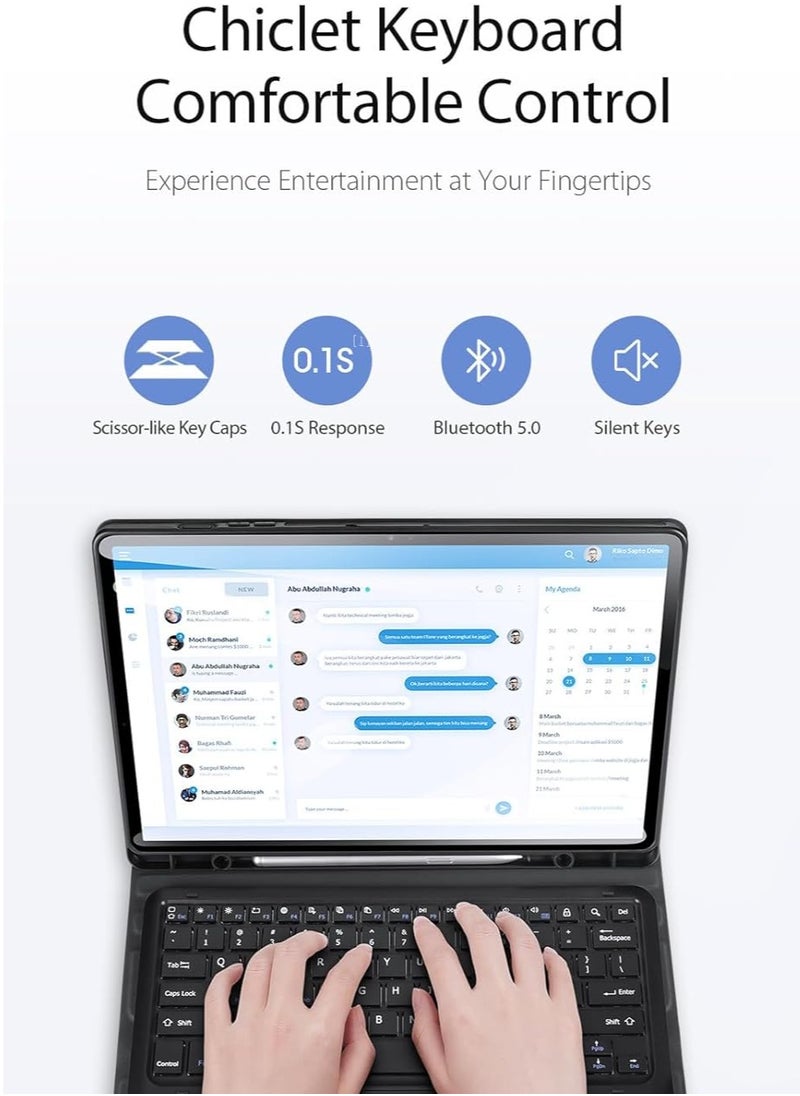 متوافق مع حافظة لوحة مفاتيح سامسونج Galaxy Tab S10 Plus/Tab S10+ 12.4 بوصة (2024) غطاء واقي للوحة المفاتيح اللوحية مع لوحة مفاتيح تعمل بالبلوتوث