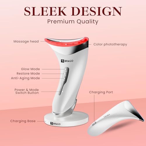 Brago 7-in-1 EMS Face & Neck Massager | Skin Lifting Device with LED Light & Heat Therapy | Reduces Wrinkles, Anti-Ageing & Double Chin | Skin Tightening & Firming Tool for Glowing Skin | Type-C Rechargeable - Image 5