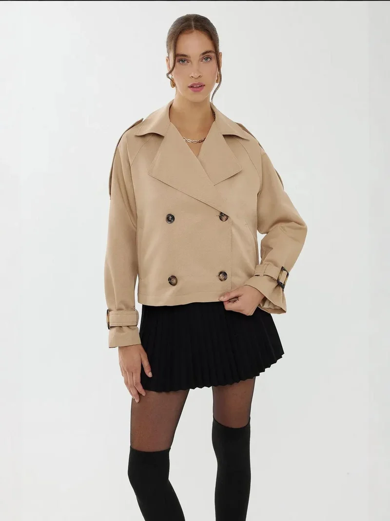 HICCUP Oversized Crop Trench Coat