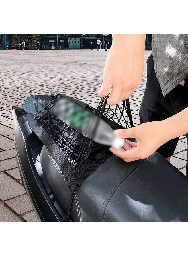 Upgrade Cargo Net for Motorcycle Helmet Storage, High-Elastic Double Layer Bungee Net with Strong Hooks, Luggage Strap Rack Expansion Organizer Net Pocket for Motorbike Trike Cycle - Image 3