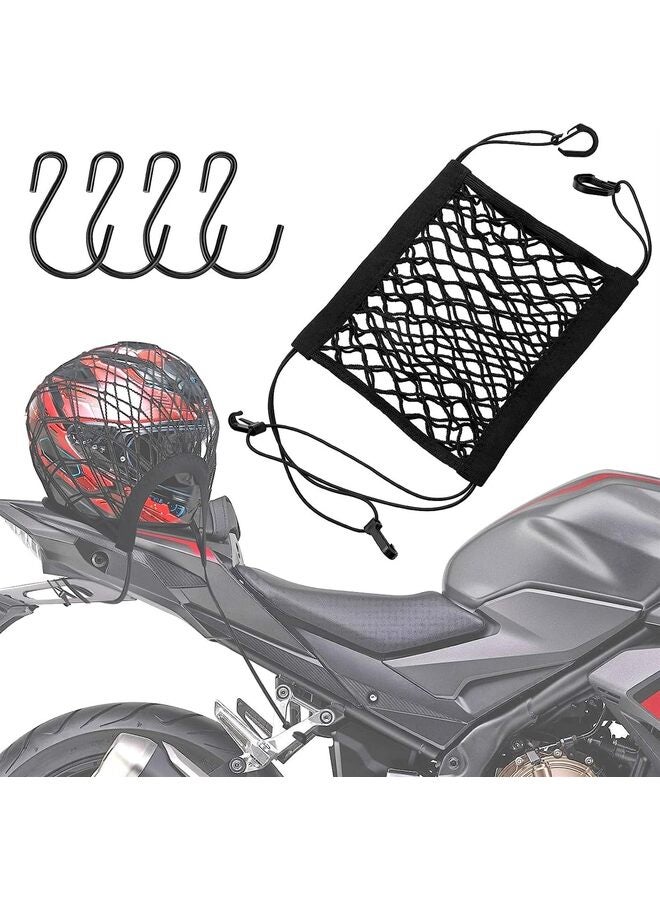 Upgrade Cargo Net for Motorcycle Helmet Storage, High-Elastic Double Layer Bungee Net with Strong Hooks, Luggage Strap Rack Expansion Organizer Net Pocket for Motorbike Trike Cycle - Image 2