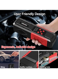 FOWAWU FOWAWU 150PSI 7800mAh Car Portable Air Compressor,Electric Air Pump Rechargeable Battery Power Bank with Digital LCD/LED Flashlight/DC 12V, Mini Portable Tire Inflator for Car/Bike/Motorcycle/Ball  - Image 5