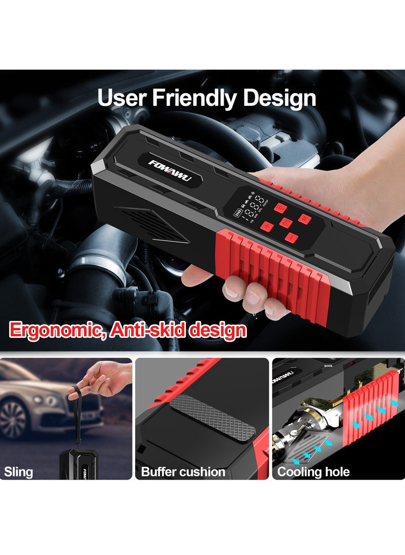FOWAWU - FOWAWU 150PSI 7800mAh Car Portable Air Compressor,Electric Air Pump Rechargeable Battery Power Bank with Digital LCD/LED Flashlight/DC 12V, Mini Portable Tire Inflator for Car/Bike/Motorcycle/Ball - Image 1