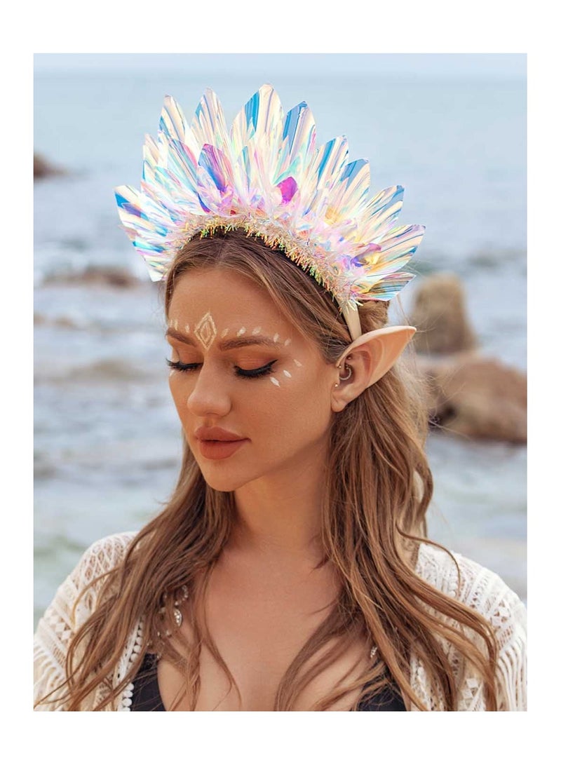 KASTWAVE عصابة رأس مضيئة LED، طوق شعر لامع، إكسسوارات شعر للحفلات والنوادي الليلية للنساء والفتيات، إكسسوارات شعر مهرجانية بغطاء رأس وامض - Image 5