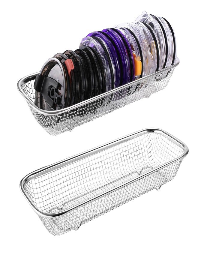 Yoku Made 2Pack Stainless Steel Tumbler Cup Lid Organizer Inside Cabinet, Mason Jar Lid Organizer, Rectangular Basket for Storage of Silverware, Chopsticks, straws and Utensils - Image 1