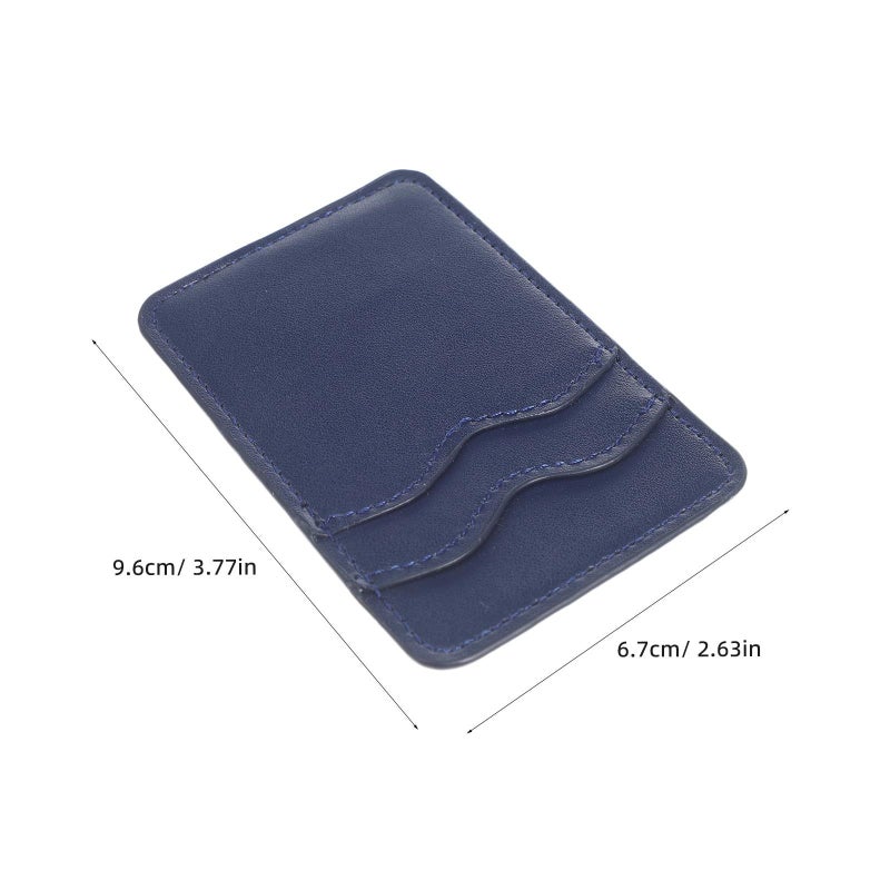 PU Leather Phone Card Holder Adhesive Wallet Dual Slots Dark Blue - Image 3