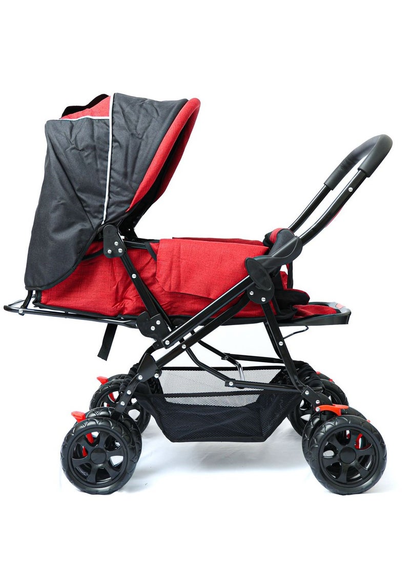 Generic Portable Infant Baby Stroller – Lightweight & Foldable Travel System Multi-Position Adjustable Seat, Multi-Point Safety Belt, Storage Basket Perfect for Babies, Toddlers, and Kids, Boys & Girls, Red  - Image 5