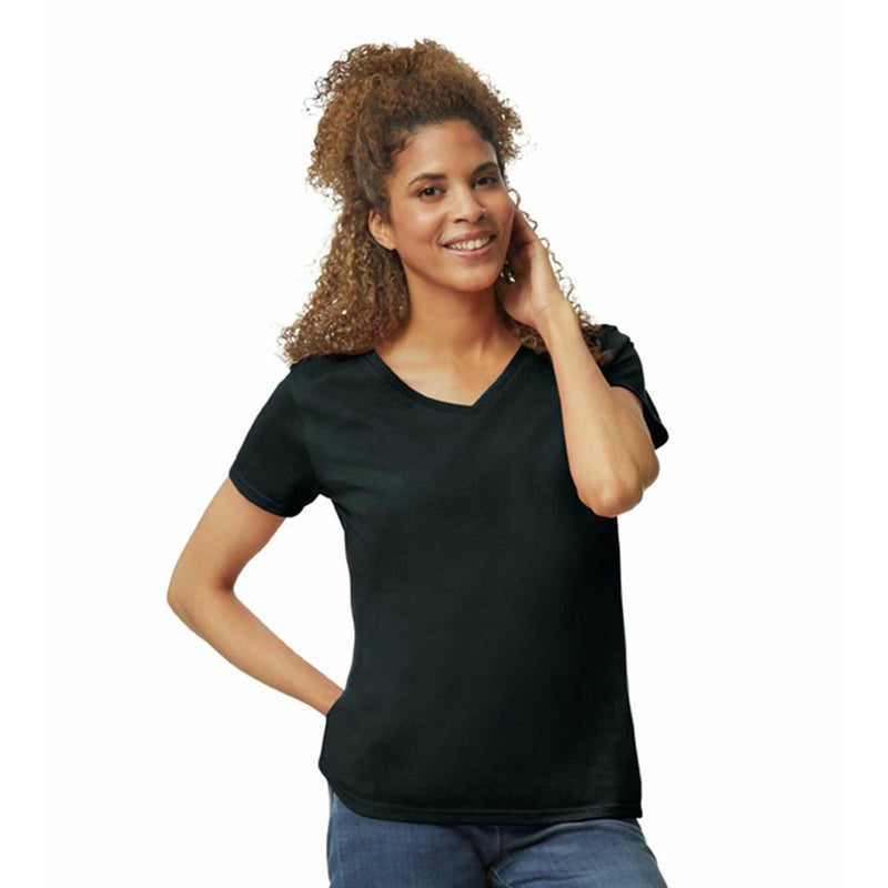Gildan Women's Heavy Cotton V-Neck T-Shirt, 2-Pack, Black, Large - Image 2