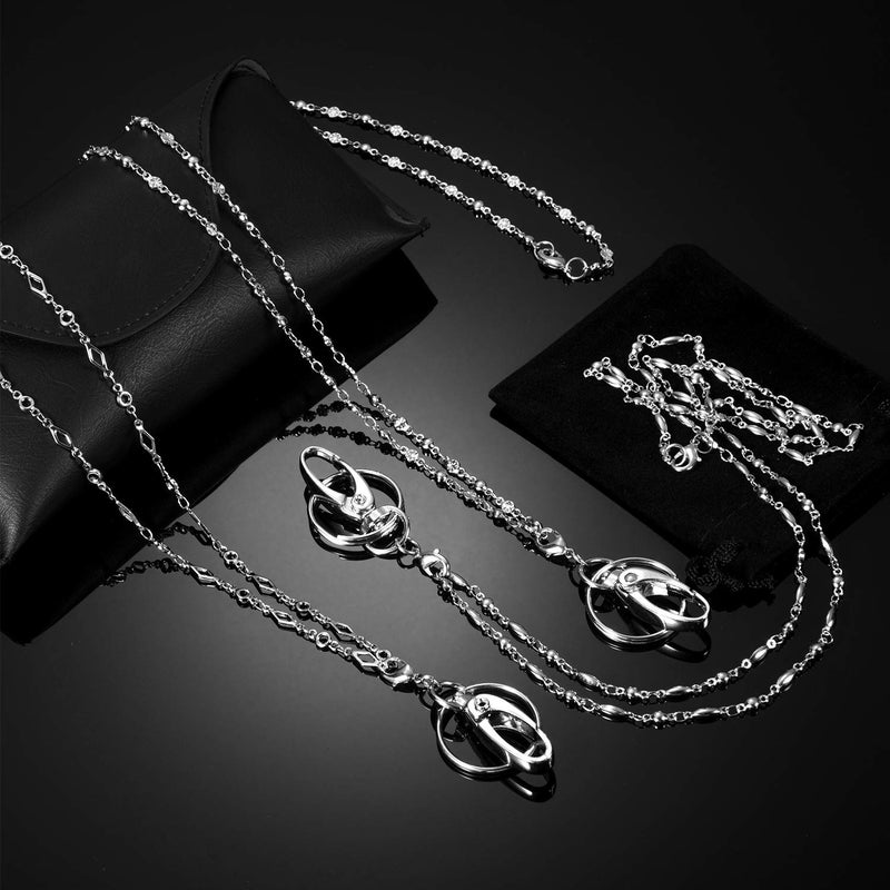 Tatuo 3 Pieces Different Fashion Lanyard Necklace, Women Strong Chain Lanyard for ID Badge Holder and Keys (Silver) - Image 5