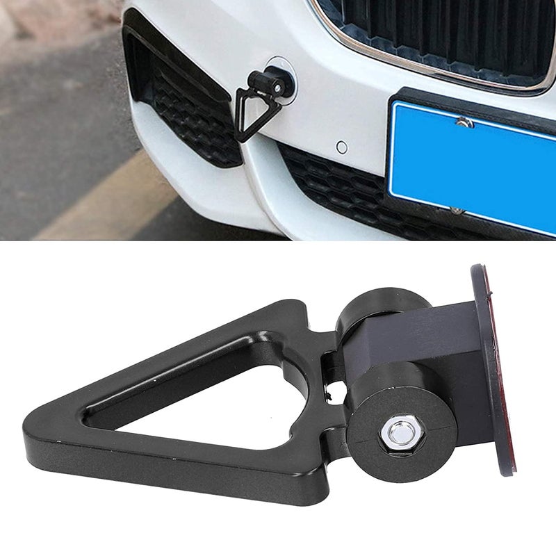 AUTO MT خطاف جر مثلثي مزيف لسيارة بومبر PVC خطاف جر عالمي ملصق أسلوب سباق زخرفي حزام جر خلفي خطاف جر JDM خطاف مزيف مثلث (خطاف مزيف مثلث أسود) - Image 1