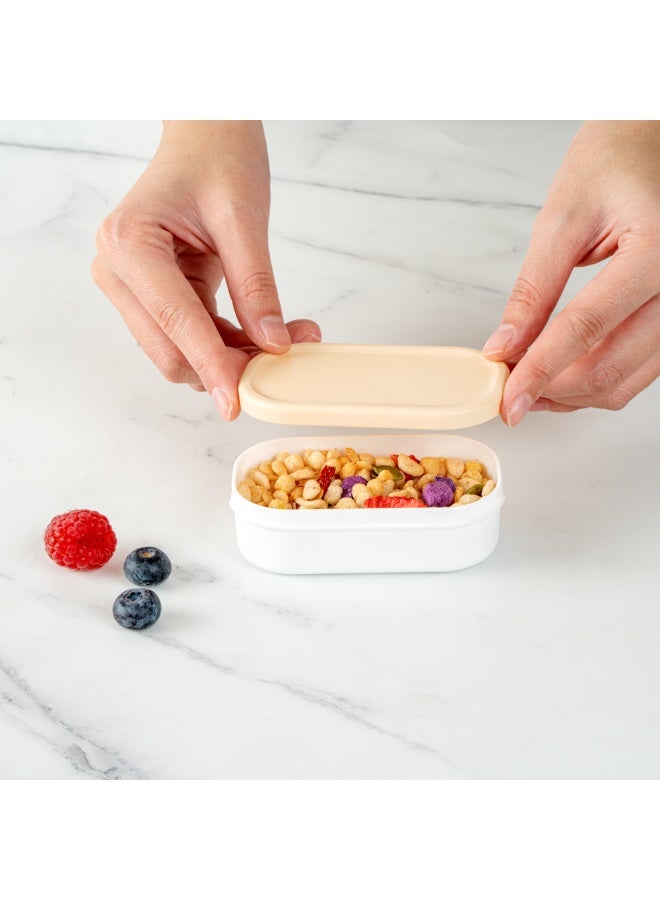 Restaurantware Bento Tek 3.7 x 2.2 x 1.1 Inch Sauce Containers, 4 White Dipping Sauce Cups With Lids - With Beige Lid, Microwavable, Plastic Small Lunchbox Containers, Freezable, Dishwashable - Image 5