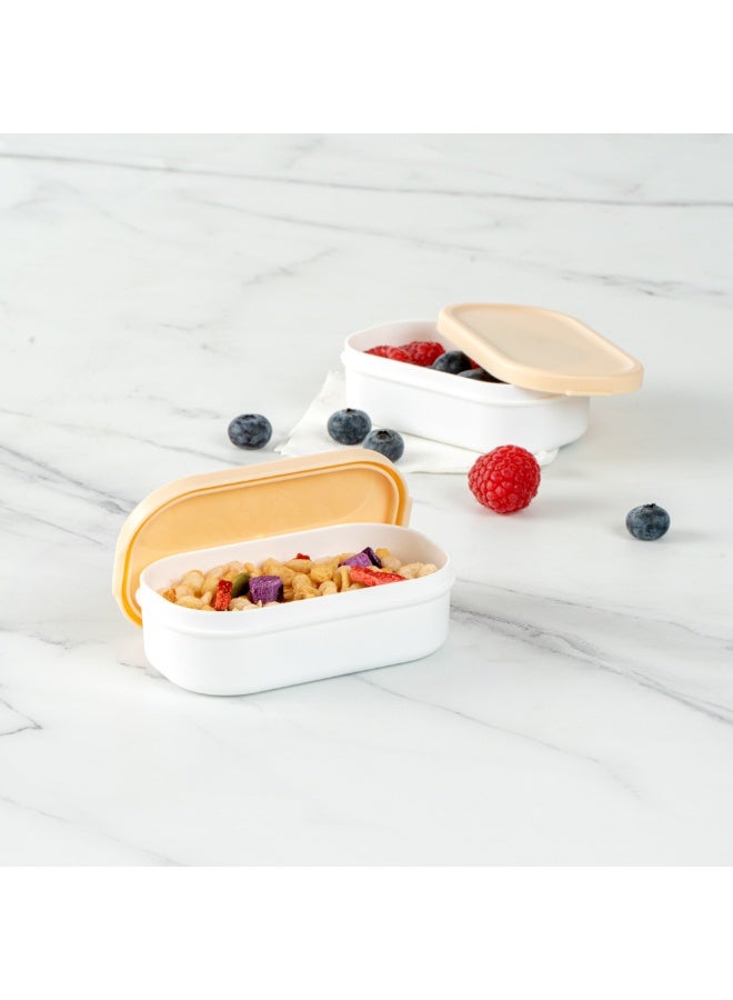 Restaurantware Bento Tek 3.7 x 2.2 x 1.1 Inch Sauce Containers, 4 White Dipping Sauce Cups With Lids - With Beige Lid, Microwavable, Plastic Small Lunchbox Containers, Freezable, Dishwashable - Image 3