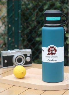 Happy Home Stainless Steel Thermos Flask with Tea Infuser and Cup for Hot Drinks 12 Hours and Cold Drinks 6 Hours 800ml- Blue  - Image 2