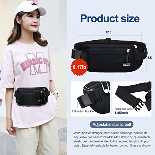 DAITET RFID Blocking Money Belt for Men Women, Slim Fanny Pack For Travel，Running,Conceal Waist Wallet For Passport Holder,Phone,Cash(Dark Black) - Image 5