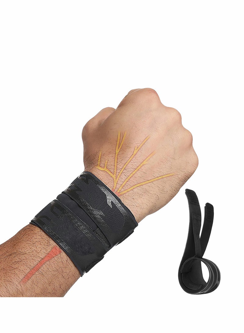 Excefore Wrist Brace Wrist Wraps, Ultra-thin Compression Wrist Straps Wrist Support for Workout Tennis Weightlifting Tendonitis Sprains, Carpal Tunnel Arthritis, Pain Relief - Adjustable (Black, 2 Pack) - Image 1