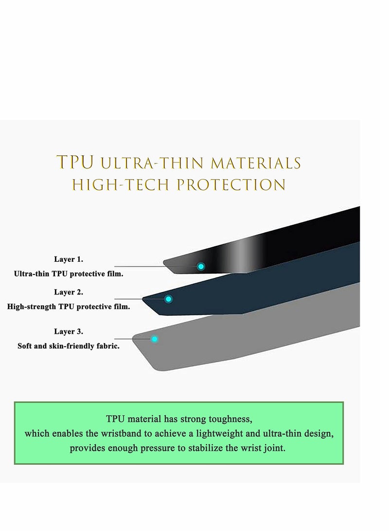 Excefore Wrist Brace Wrist Wraps, Ultra-thin Compression Wrist Straps Wrist Support for Workout Tennis Weightlifting Tendonitis Sprains, Carpal Tunnel Arthritis, Pain Relief - Adjustable (Black, 2 Pack) - Image 3