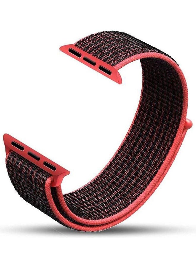 NIBEMINENT Nylon Bracelet Compatible With Apple Watch 38 Mm 40 Version 1, 2, 3, 4 BlackRed