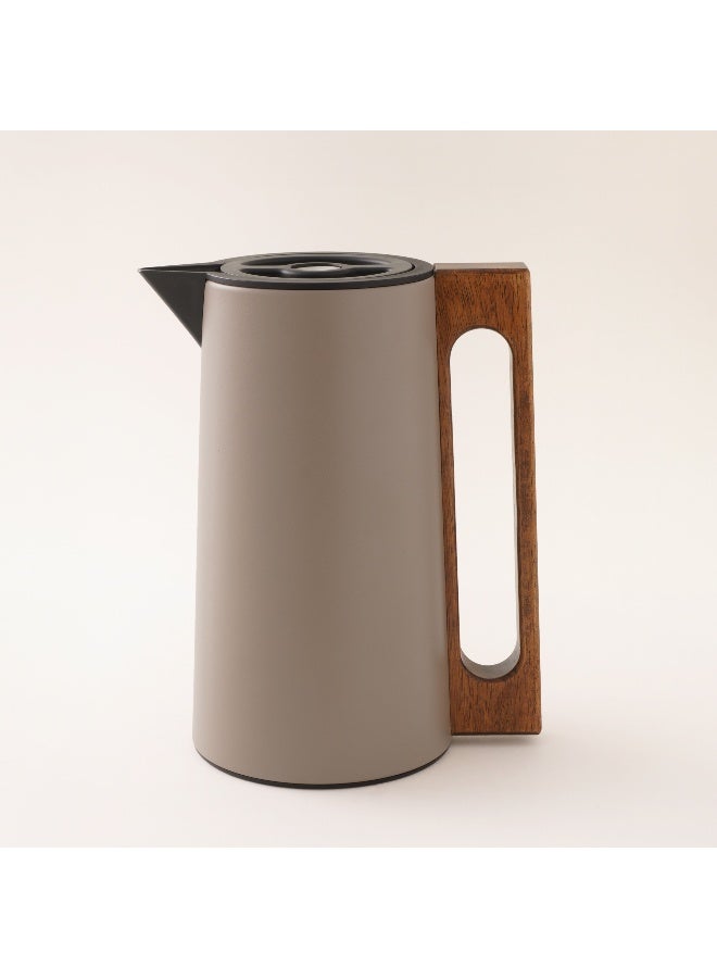 Dallaty Steel Vacuum Flask Flask With Wood Handle 1L, Beige - Image 1