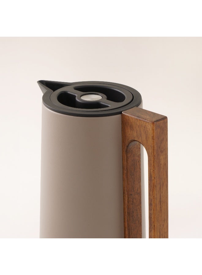 Dallaty Steel Vacuum Flask Flask With Wood Handle 1L, Beige - Image 3