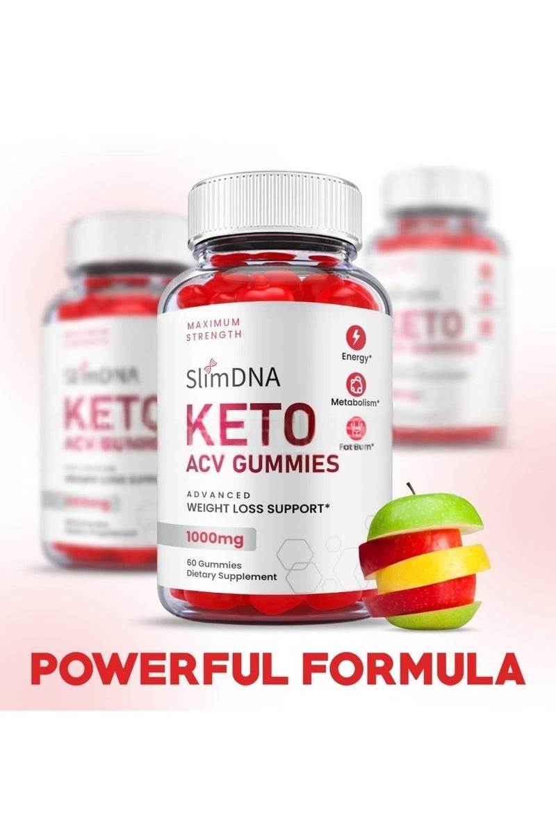 Keto ACV Gummies 60 Count - Apple Cider Vinegar 1000mg with Vitamin B6 & B12 for Weight Loss Support & Energy Boost - Image 2