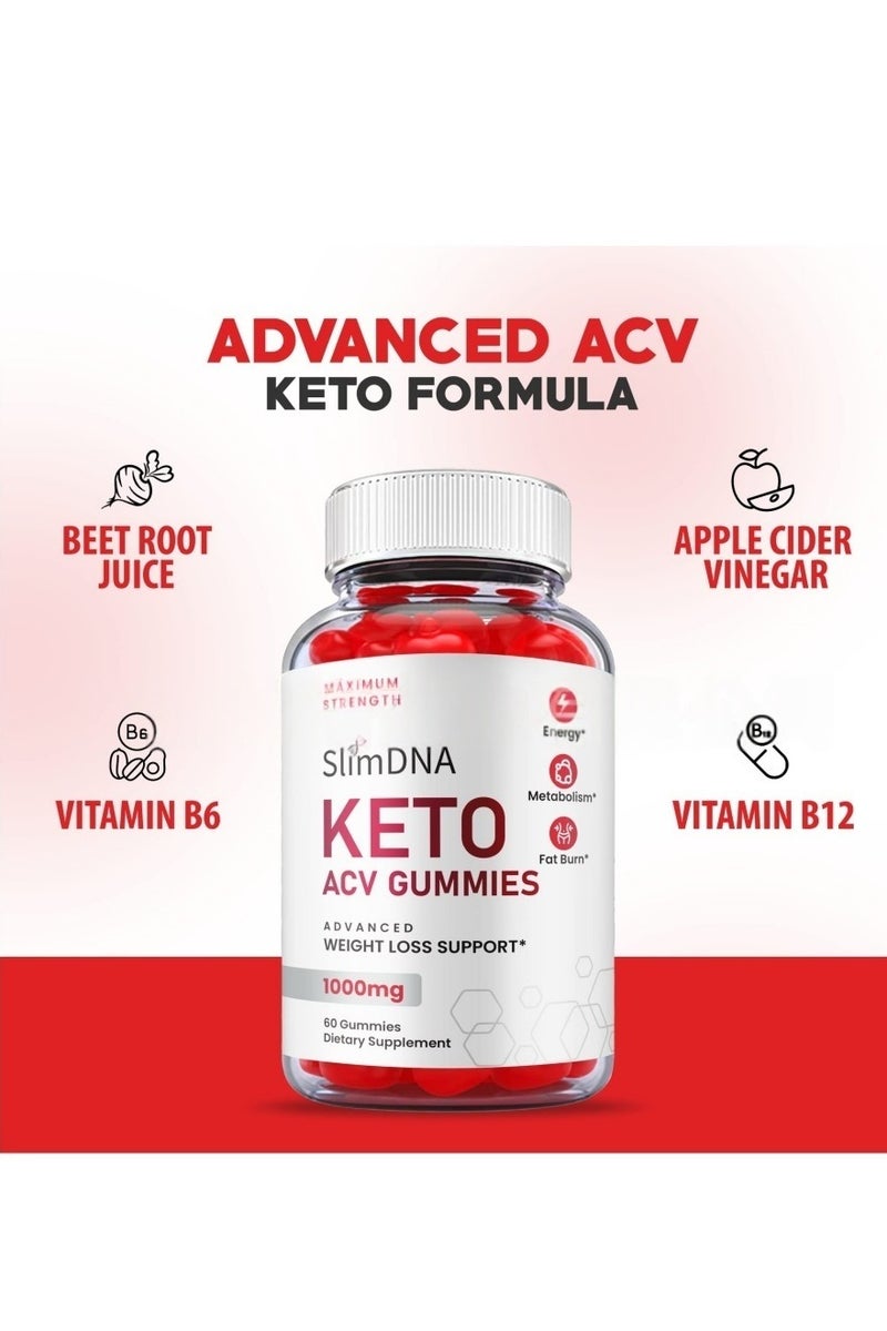 Keto ACV Gummies 60 Count - Apple Cider Vinegar 1000mg with Vitamin B6 & B12 for Weight Loss Support & Energy Boost - Image 3