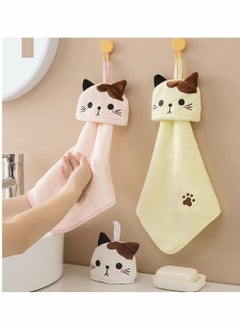 Excefore Hand Towels, 4 Pack Bathroom Towels with Hanging Loop Children Animals Hand Towel, Microfiber Coral Fleece Absorbent Hand Towel for Kitchen Bathroom Bedroom  - Image 2