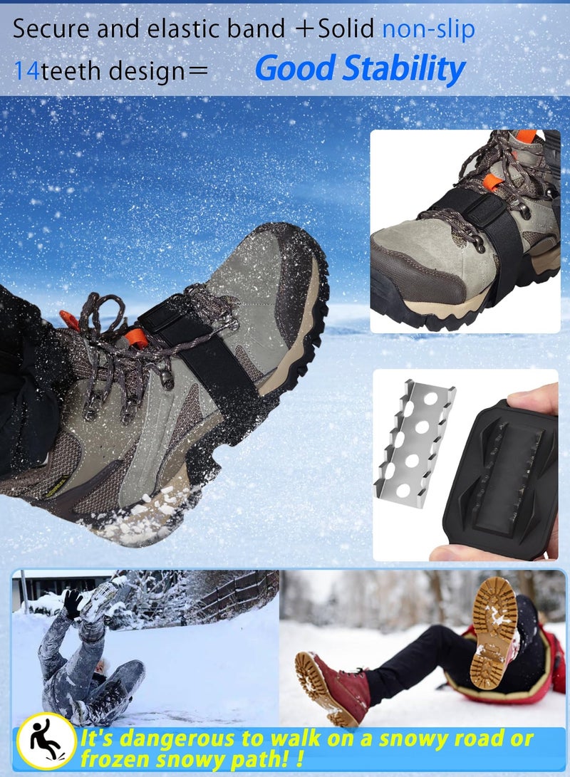 Excefore Ice Cleats for Shoes and Boots, with Adjustable Straps Easily Rotate Non Slip Grippers, Easily Rotate Non Slip Grippers, Walk Traction Cleats for Walking, Hiking, Mountaineering  - Image 3