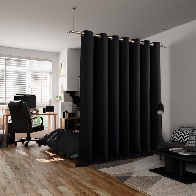 BGment BGURT EXTRA LING CARTAIN 108 بوصة طولها للفناء الزجاجي المنزلق للباب التعتيم الغرفة المقسم الستار ضوضاء الخصوصية تقليل لفصل الغرفة 1 لوحة 100 × 108 بوصة أسود - Image 2