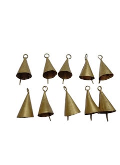 KishWorld KishWorld Vintage Indian Golden Tin Bells Rustic Iron Metal Chime Vintage Jingle Bells Cow Bells Christmas Tree for Crafts Decoration Cone 20pcs  - Image 1