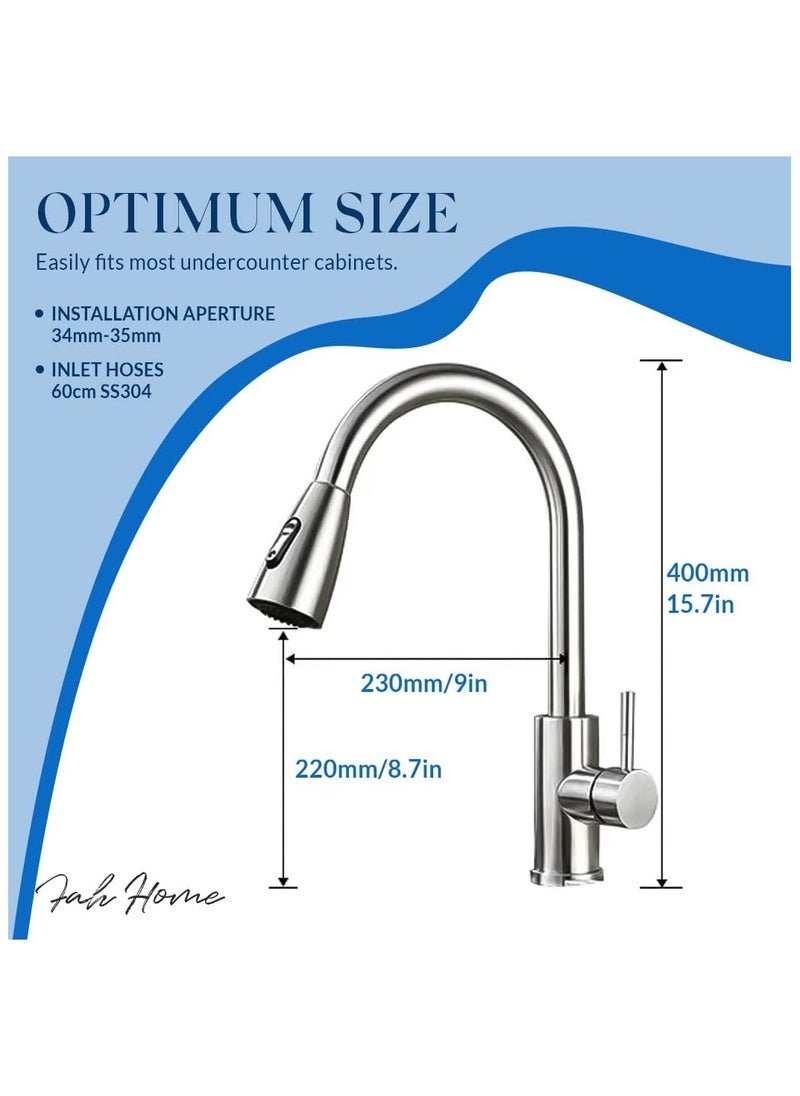 Generic - Extendable Kitchen Faucet Stainless Steel Kitchen Tap for Kitchen with Extension Two way spray-Single Handle Faucet 360 Degree Rotating Kitchen Tap - Image 1