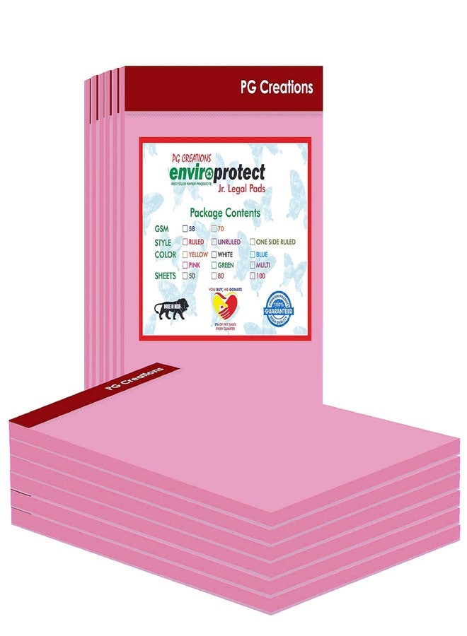 PG Creations A5 Size, Pack of 12 Pads, Unruled Notepads for Writing, 50 Sheets per Pad, 70 Gsm Plain Blank Paper Writing Pads for Office, Home & Students, 5x8 Inch, Pink - Image 2