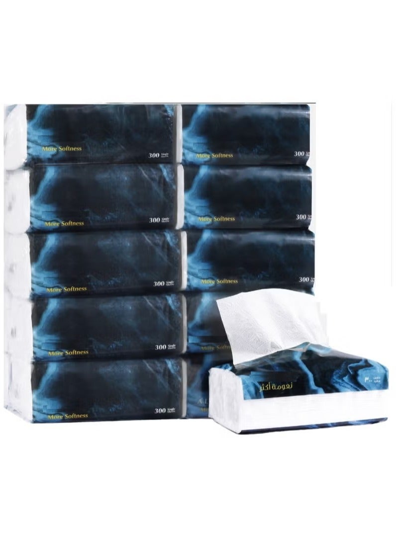 Soft Tissue 300 Single Sheets Pack of 10