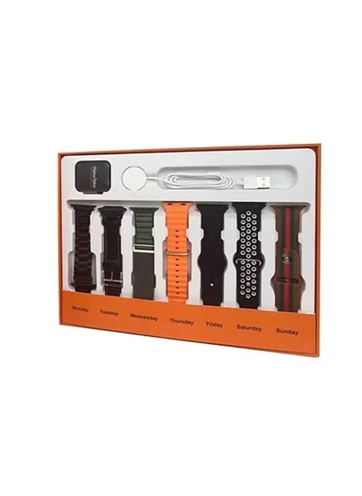 Haino Teko GP 7 Smart Watch with Seven Set Strap and Wireless Charger for Men and Women – Fitness Tracking, Heart Rate Monitor, Customizable Straps, Waterproof, Long Battery Life, Perfect for Daily Wear - Image 1