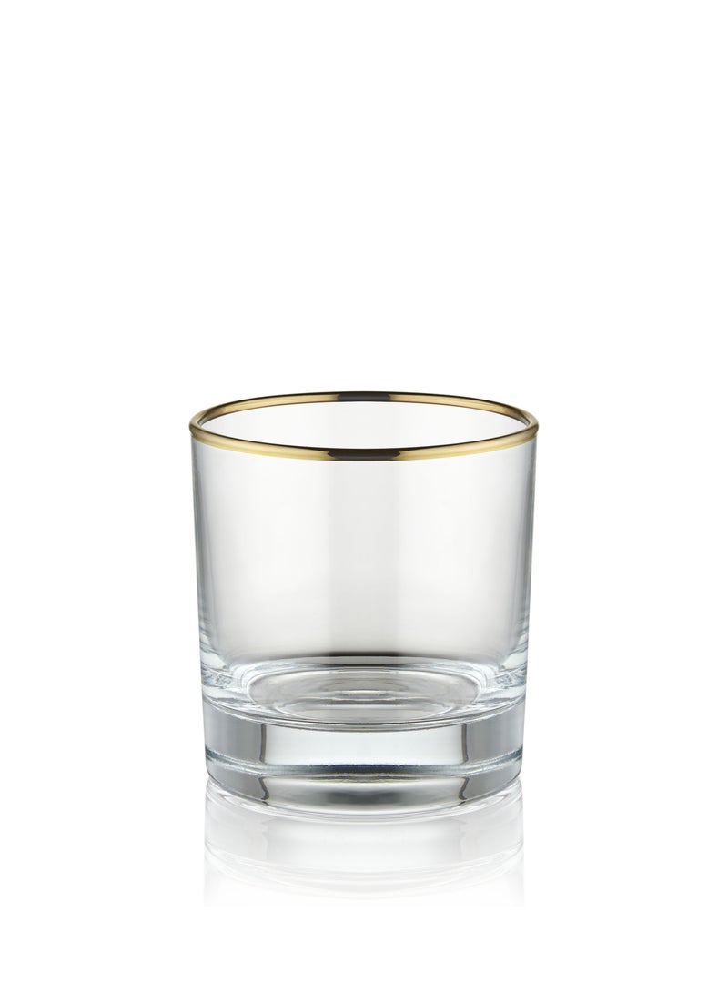 BLACKSTONE Set of 3 Short Gold Rim Tumblers Glass Double Old Fashioned Rocks Glass 300ML  Made In Turkey  - Image 2