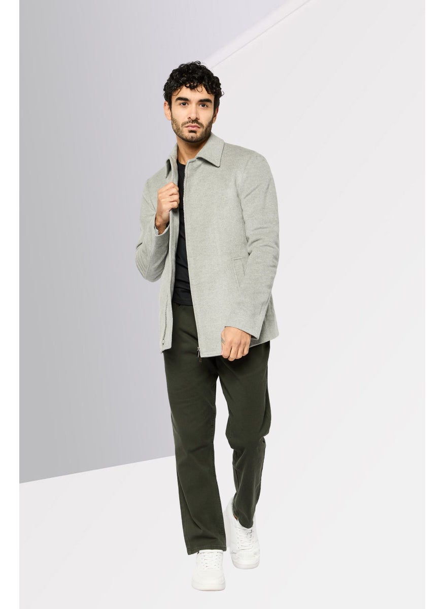 EMPORIO ARMANI - Men Solid Jacket Shirt, Light Grey - Image 1