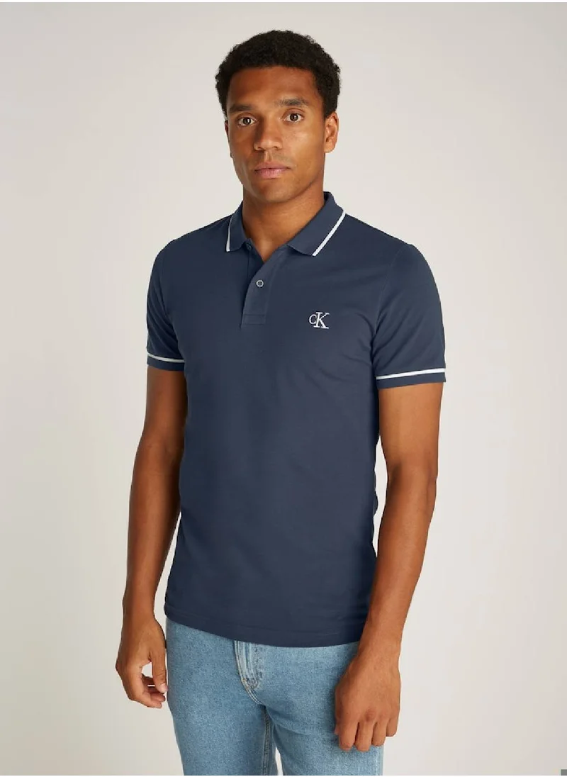 Calvin Klein Jeans Men's  Slim Polo Shirt , Blue - Cotton