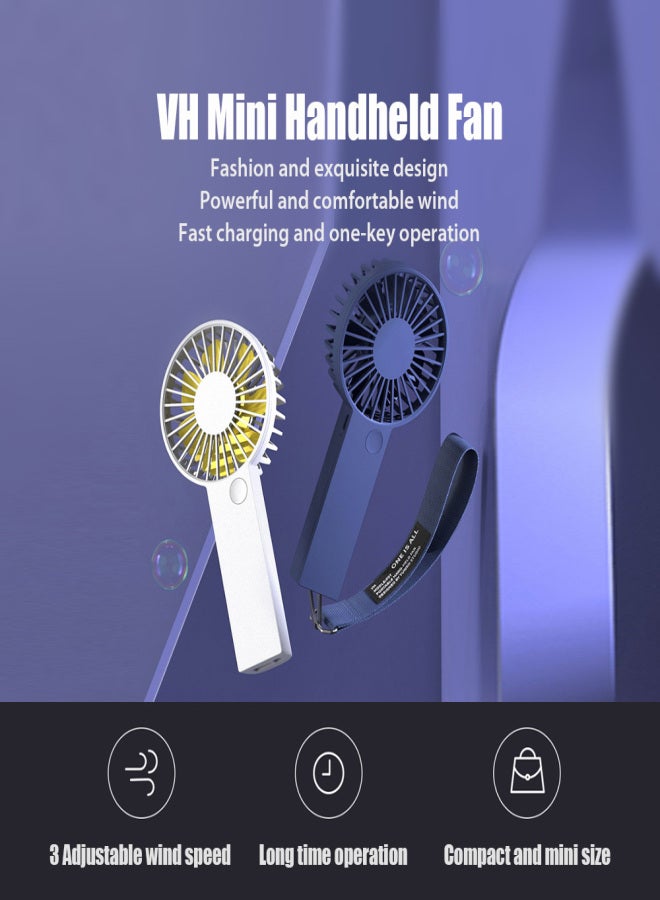 في اتش مروحة يدوية صغيرة محمولة من VH، بثلاث سرعات قابلة للتعديل، وبطارية قابلة للشحن عبر منفذ USB، وحبل أنيق، مثالية لتبريد الوجه، ومروحة صغيرة للرموش والمكياج، مناسبة للنساء والفتيات والأطفال، للاستخدام في الأماكن المغلقة والمفتوحة. - Image 3