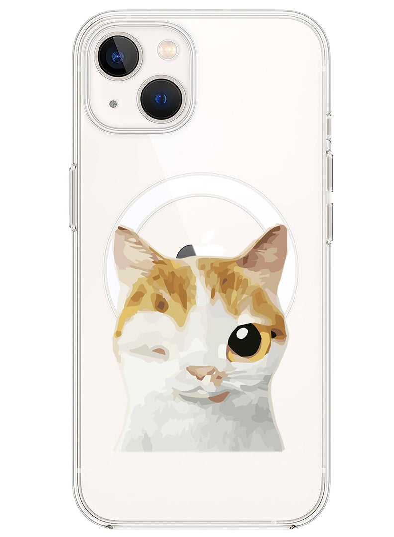 Theodor Magnetic Case for iPhone 14 6.1-inch Compatible with MagSafe Wireless Charging, Shockproof Phone Bumper Cover Cat Wink - Image 1