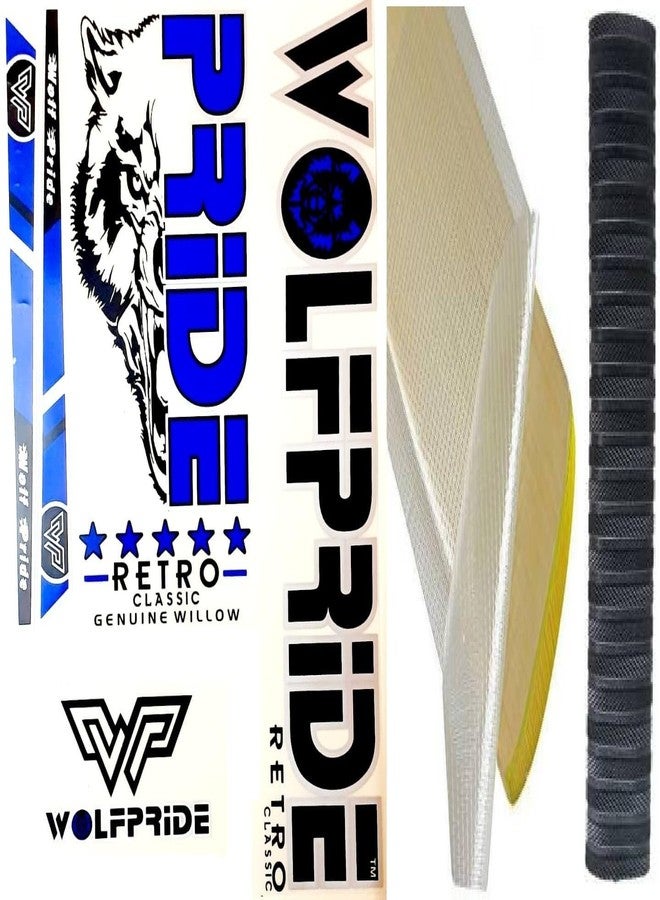مجموعة ملصقات مضرب الكريكيت الكلاسيكية من WOLF PRIDE باللونين الأسود والأزرق (ملصق + قبضة + ورقة مقاومة للخدش) ملصق المضرب (أزرق) - Image 2
