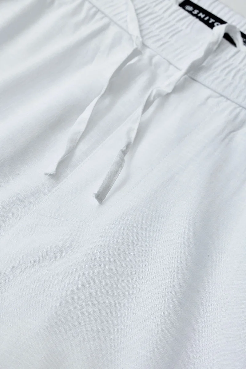 SNITCH White Relaxed Fit Drawstring Pants for Men | Best Price UAE